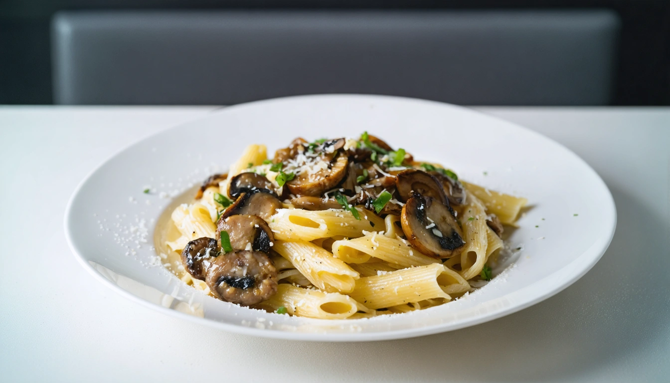 Pasta con funghi e salsiccia